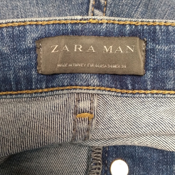 ZARA MAN Ripped Blue Denim Jeans SZ 34 - Picture 3 of 6